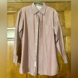 Roundtree & Yorke Gold Label Burgundy Pinstripe Fitted Dress Shirt Men’s 16.5/33